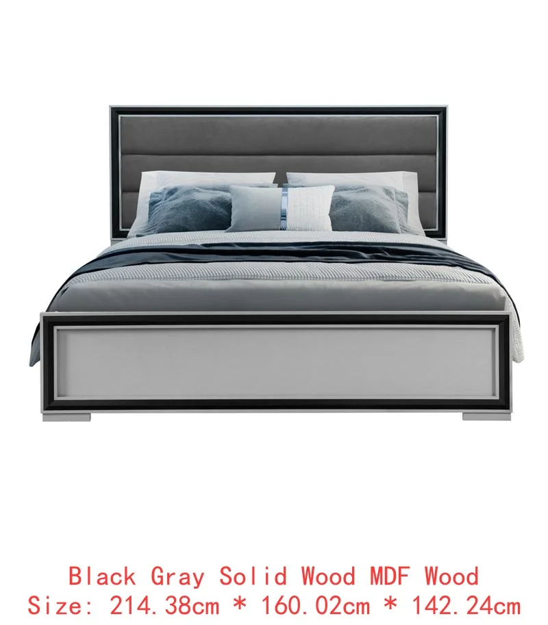 5PC King Bedroom Set – Grey & Black Design - Image 13