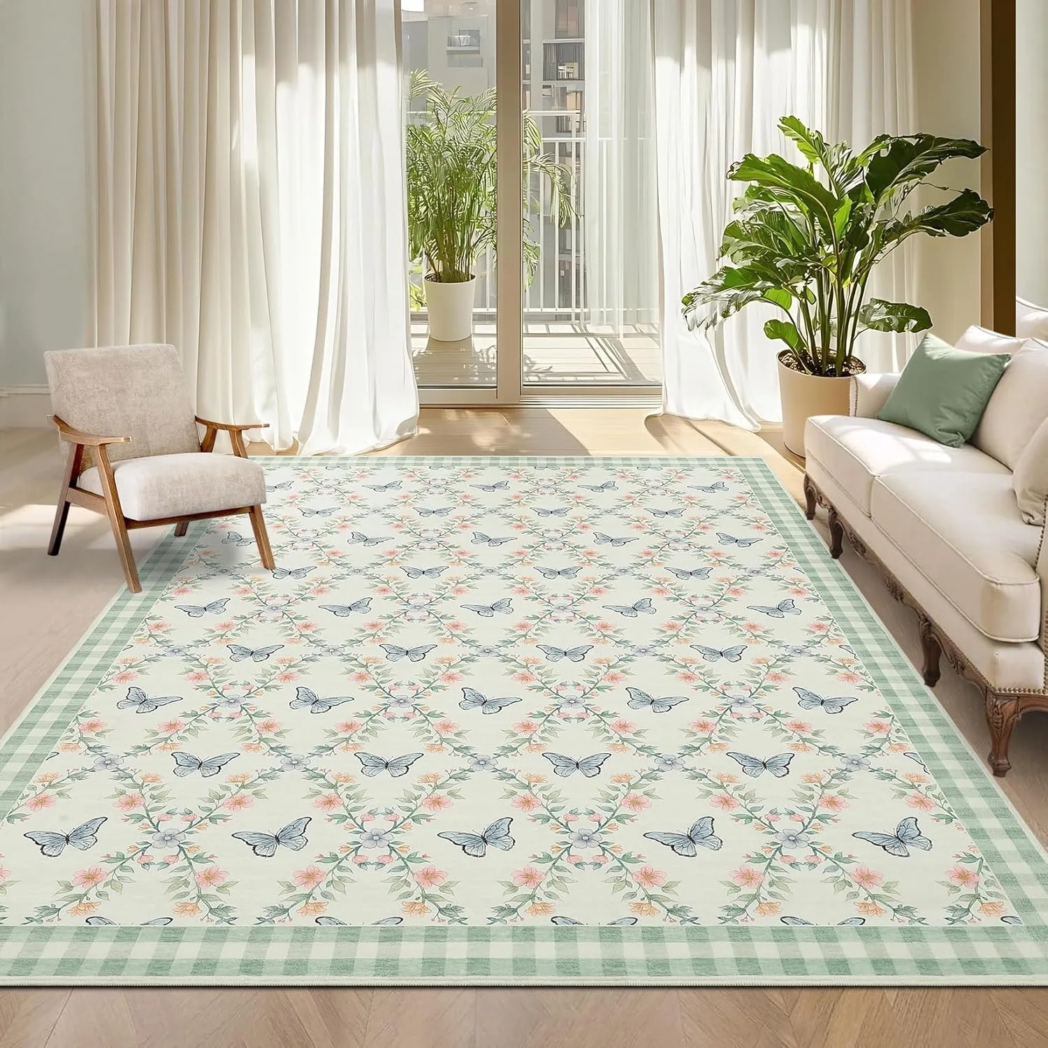 Floral Living Room Carpet Soft Plush Pink Large Area Girl's Bedroom Bedside Rugs Machine Washable Foldable Floor Mats שטיח לסלון - Image 2