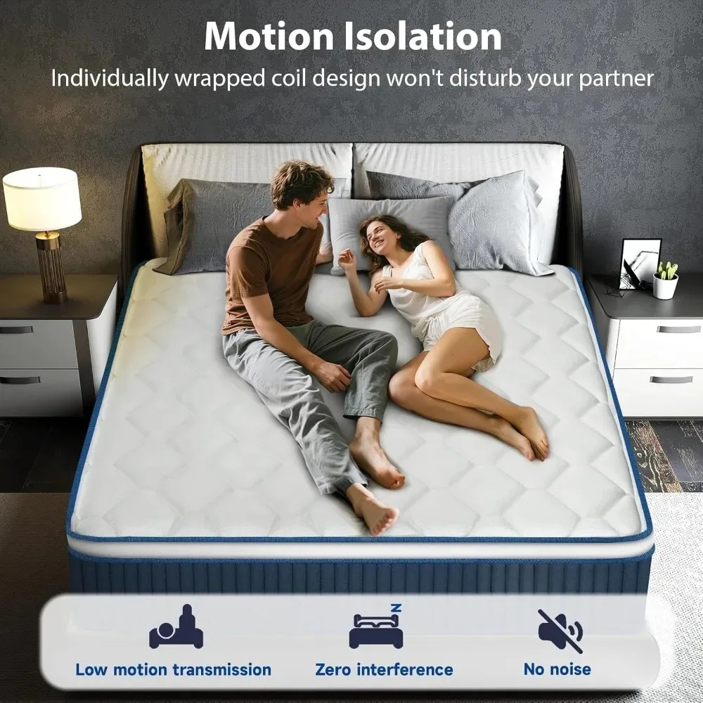 Mattress 14 Inch, Hybrid King Size Mattress in a Box, Gel Memory Foam Mattress with Pocket Springs, Medium Firm Feel - Image 6