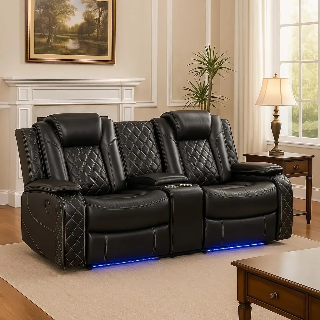 Hot salesPower Living Room Furniture Sets,Electric Recliner Chair with LED Light,Sectional Sofa Loveseat with Wireless Charging - Image 5