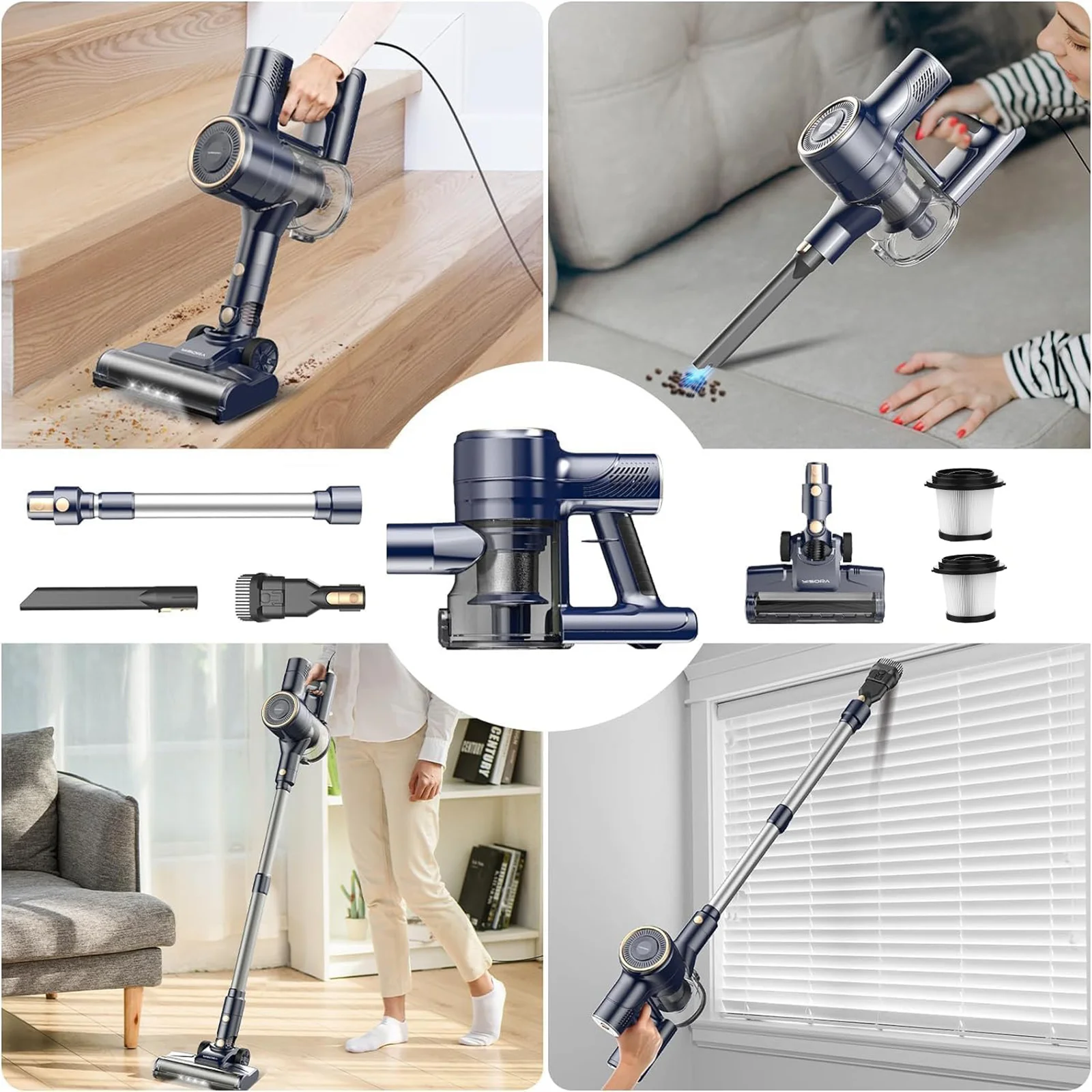 I8 Corded Vacuum Cleaner, 23000Pa 6M Long Cord Stick Vacuum for Floor, Carpet, Pet Hair - Image 3