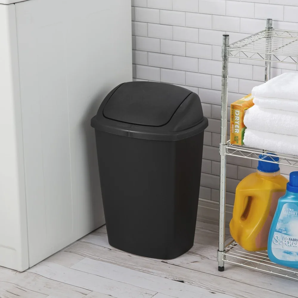 7.5 Gallon SwingTop Trash Can Plastic Wastebasket Indoor Kitchen Office Swing Lid Easy Clean Textured Surface BPA Free - Image 6