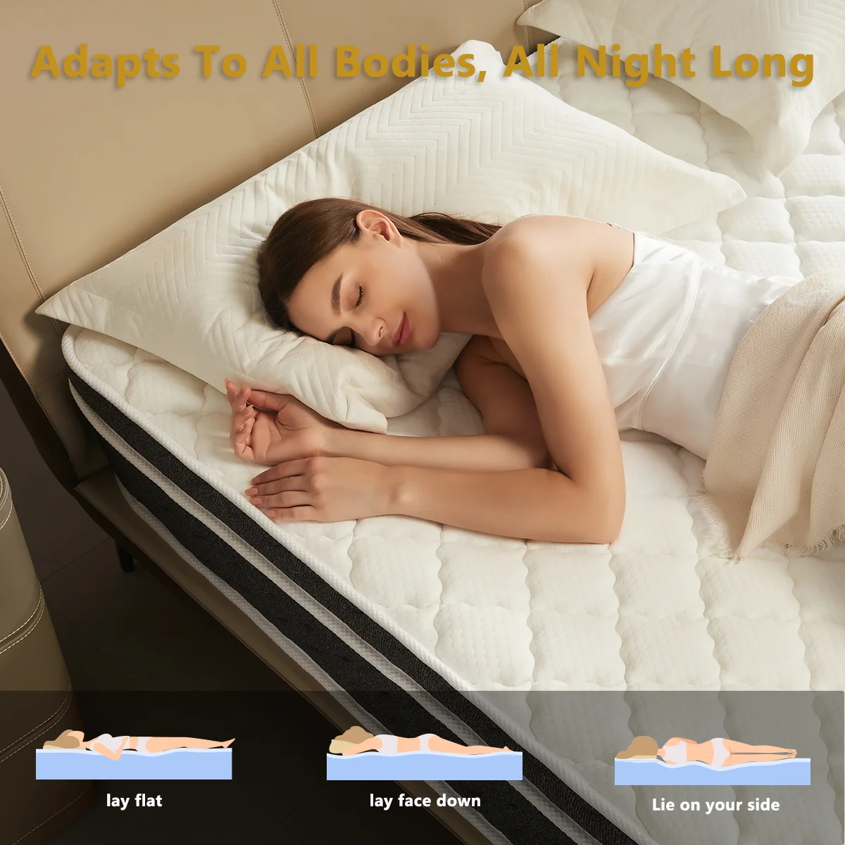 10/12/14 Inch Hybrid Mattress in a Box, Queen Size, Medium Firm Bed for Pressure Relief & Motion Isolation - Image 3