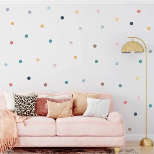 2Sheets Bohemian Style Polka Dot Wall Stickers Children's Bedroom Nursery Classroom Wall Decoration Self-adhesive PVC