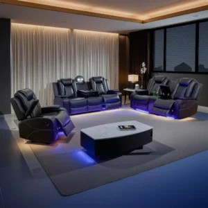 Hot salesPower Living Room Furniture Sets,Electric Recliner Chair with LED Light,Sectional Sofa Loveseat with Wireless Charging