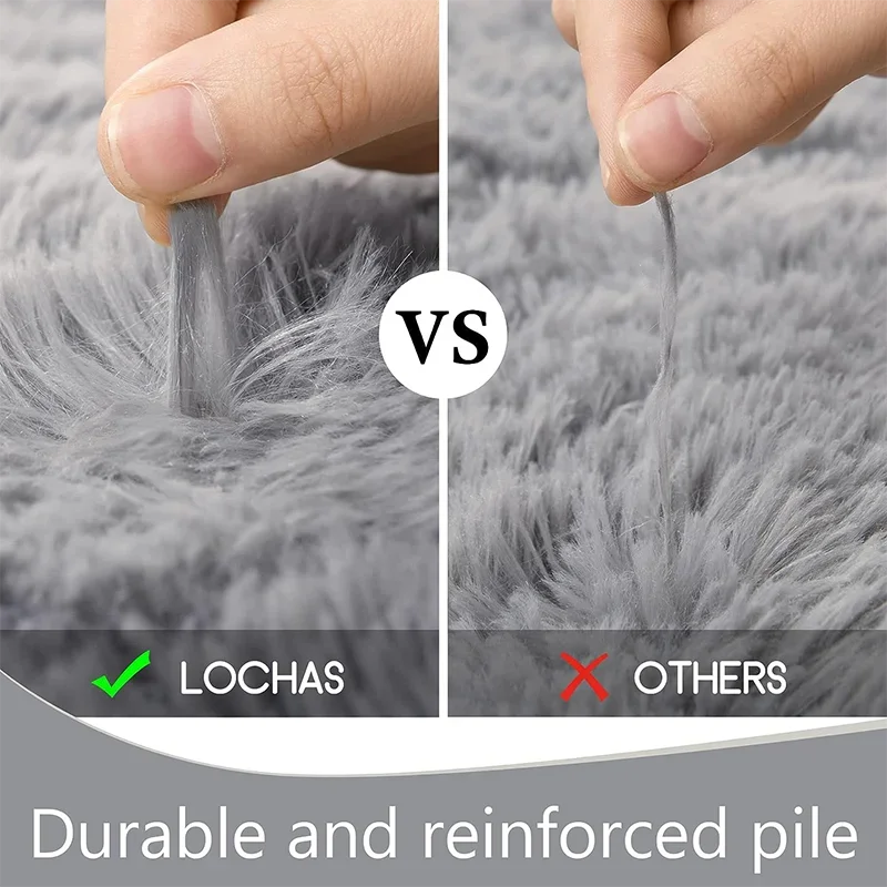 Shaggy Area Gray Rug For Living Room Super Soft Long Pile Bedroom Carpet Non-Slip Children's Home Decor Fluffy Bedside Floor Mat - Image 4