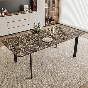 Extendable Dining Table Set for 6-8 People, 63 to 78.7 Inch MDF Kitchen Table with 6 Upholstered Chairs, Space-Saving for Dining - Image 14