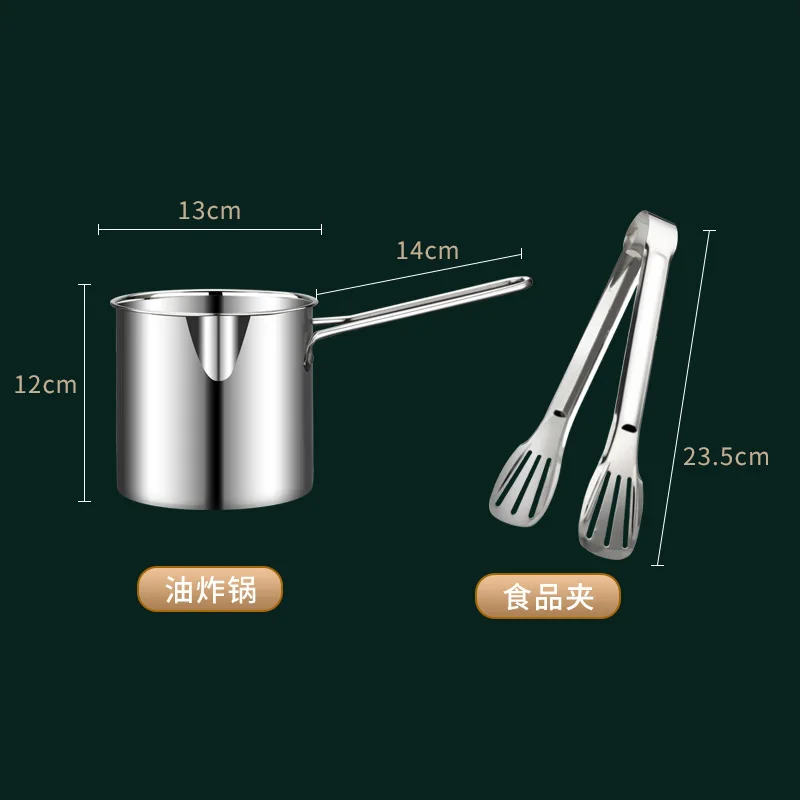 Stainless steel fryer with deep frying basket, multifunctional small pot, stainless steel french fries, fried chicken cookingpot - Image 4