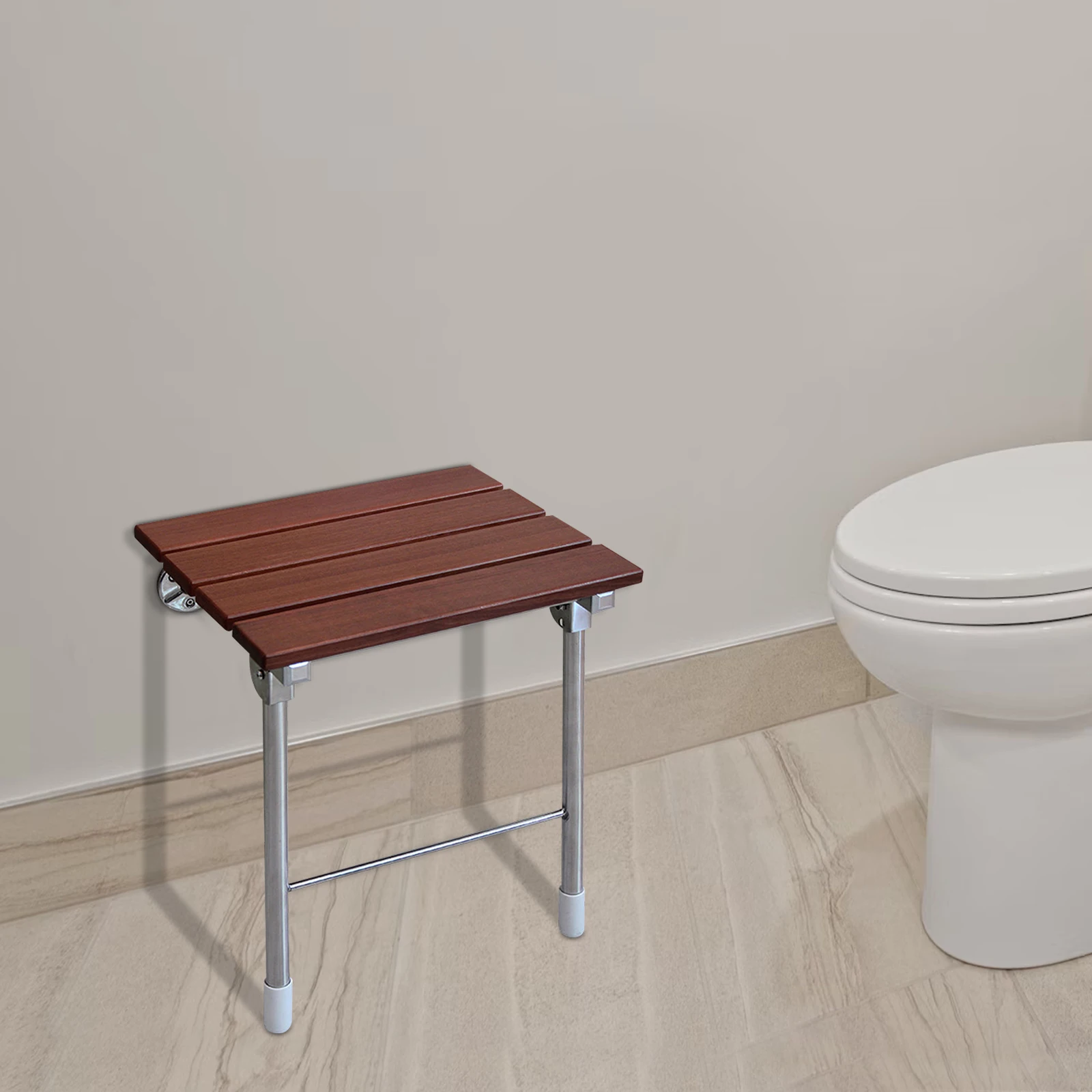 Wooden Wall Mounted Shower Chair, Folding Bathroom Shower Seat, Home & Hotel Furniture, Shoe Bench - 160kg Capacity, 38*31*44cm - Image 6