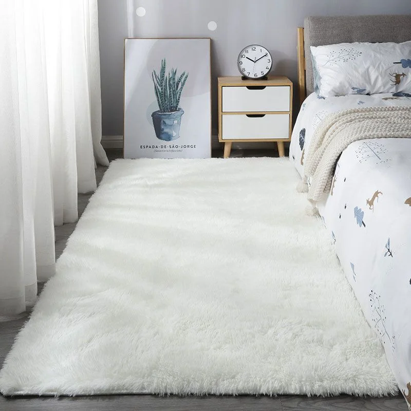 Shaggy Area Gray Rug For Living Room Super Soft Long Pile Bedroom Carpet Non-Slip Children's Home Decor Fluffy Bedside Floor Mat - Image 2