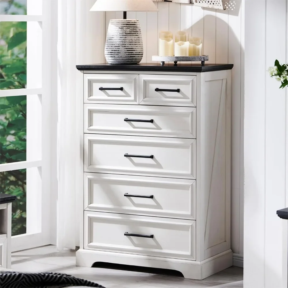 7 Drawer Dresser, Farmhouse Chest of Drawers for Bedroom, 52" Wide Kids Dresser TV Stand with Large Metal Handles - Image 6