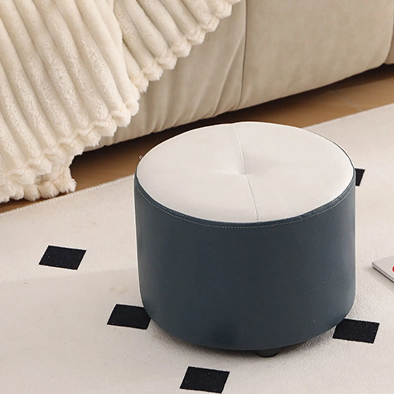 Small Foot Stool Ottoman Footrest Round Decorative Stool for Bedroom Entrance Apartment Kids Chair Living Room Shoe Stool - Image 5