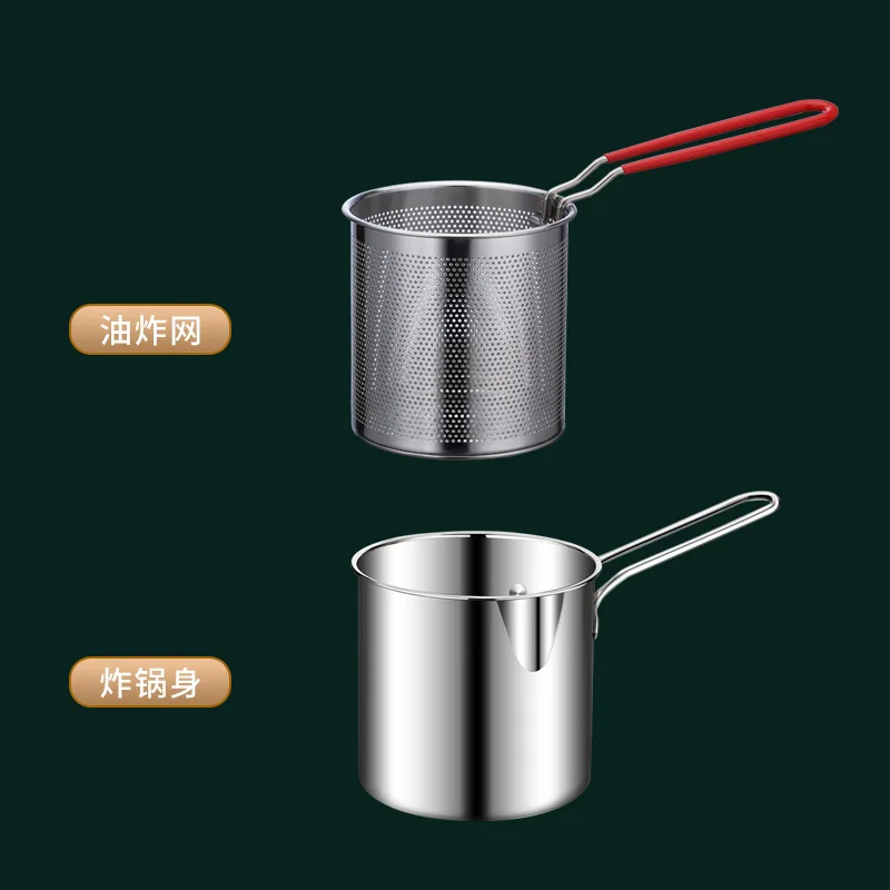 Stainless steel fryer with deep frying basket, multifunctional small pot, stainless steel french fries, fried chicken cookingpot - Image 7