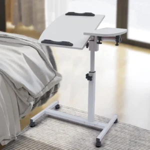 Adjustable Overbed Table with Wheels - Rolling Laptop Desk & Bed Tray for Hospital, Home Office Use  computer desk  desks