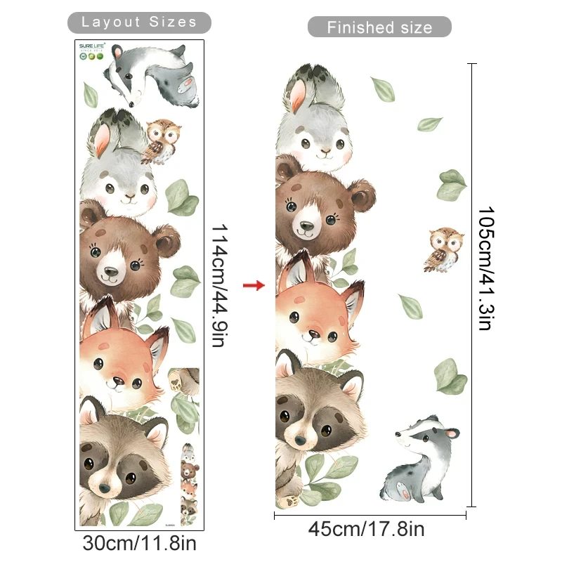 Forest Animals Theme Bear Deer Rabbit Children's Wall Stickers for Kids Room Baby Room Decoration Wallpaper Wall Decals Nursery - Image 15
