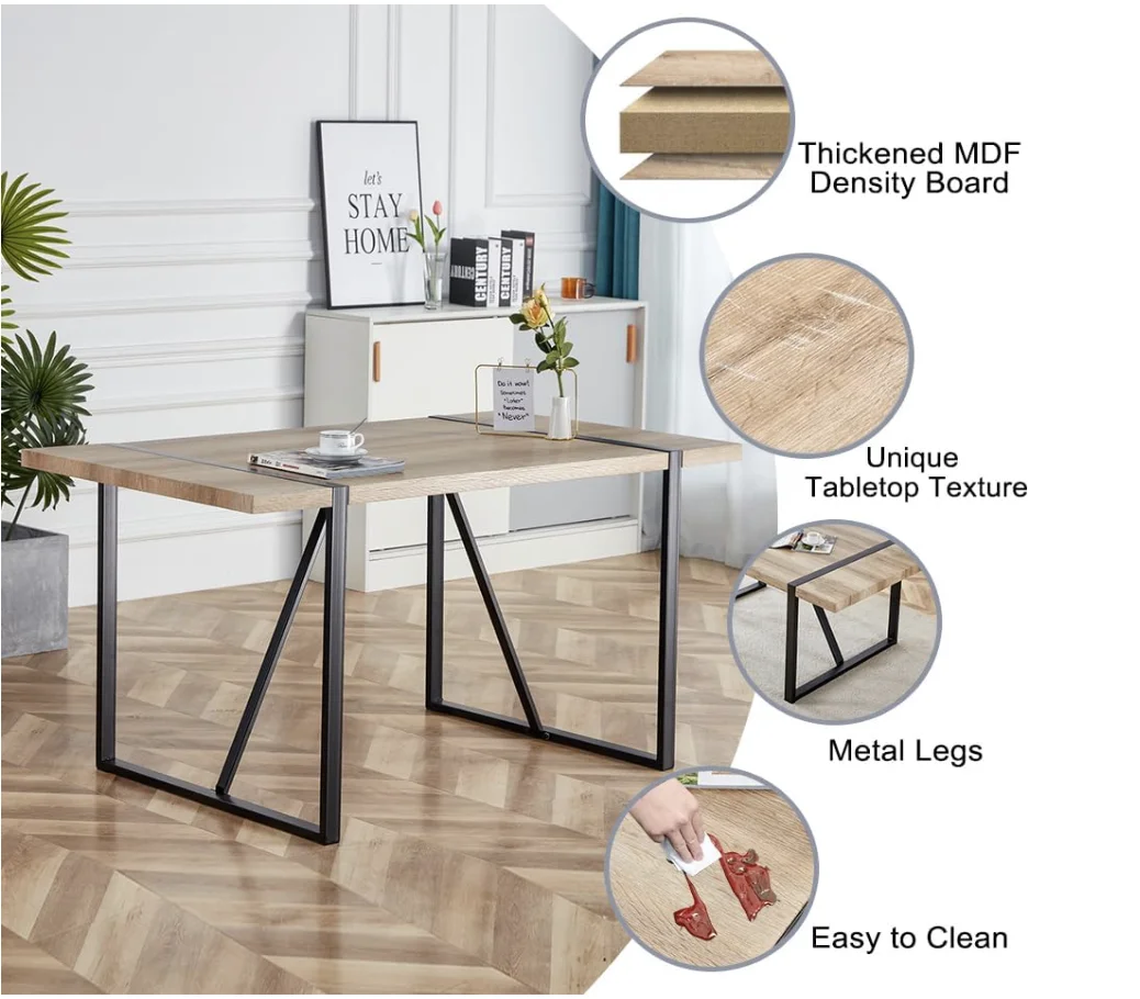 Dining Table Set for 4, Modern 55'' Wood Dinette Table Set for 4 with Fabric Dining Chairs,Table and Chairs Set of 4,Ideal for K - Image 5