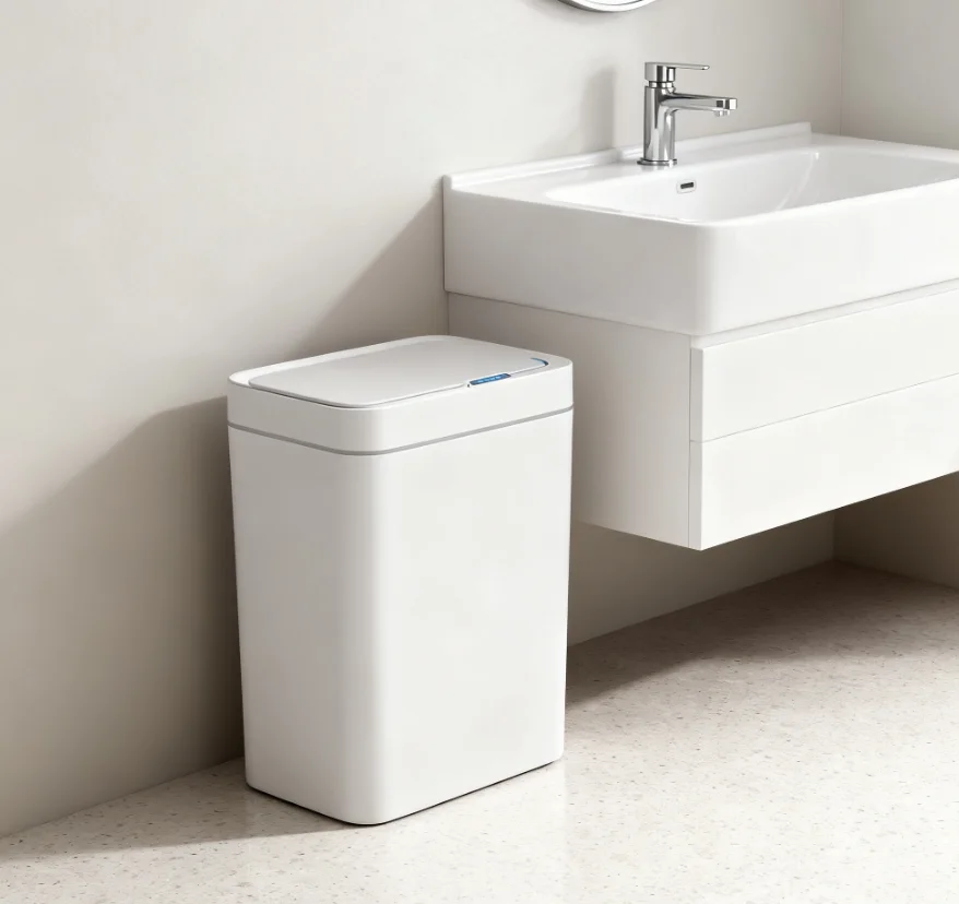 White Touchless 15L Smart Sensor Trash Can – Electronic Bathroom Garbage Bin with Automatic Bagging, Smart Home Compatible - Image 6