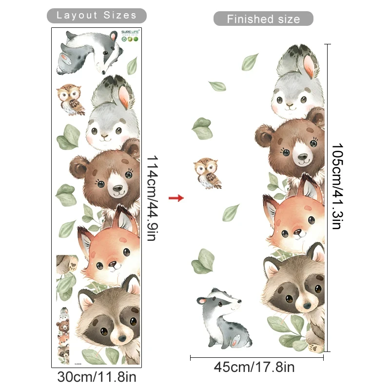 Forest Animals Theme Bear Deer Rabbit Children's Wall Stickers for Kids Room Baby Room Decoration Wallpaper Wall Decals Nursery - Image 13