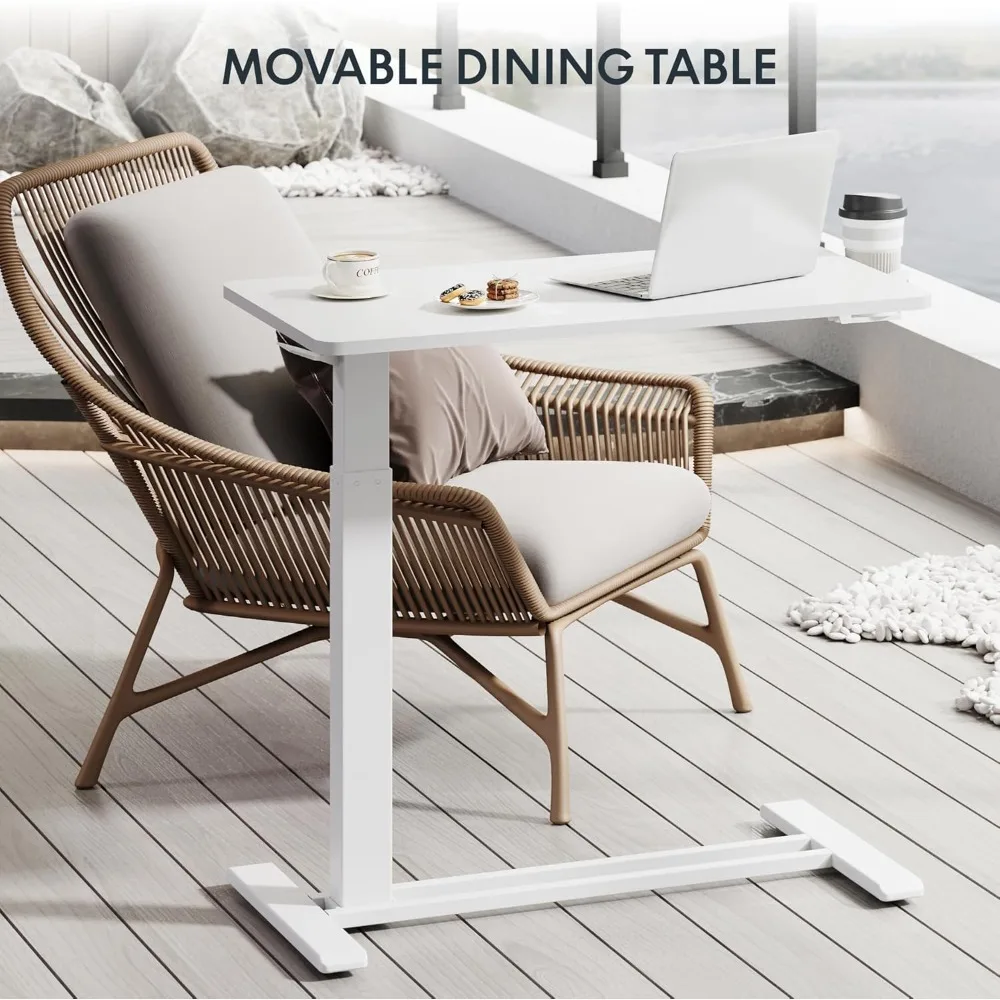 Adjustable Overbed Bedside Table with Wheels Pneumatic Mobile Standing Laptop Desk Rolling Computer Cart Movable - Image 5