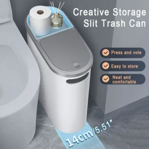 2/1 Pack Bathroom Trash Can, Small and Durable Plastic Trash Can with Built-in Handle, Easy to Clean, Rust-proof, Space-Saving D