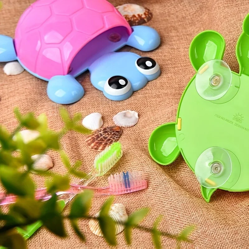 1pc-Plastic cute turtle rack, cartoon bathroom storage and organization rack, toothbrush and toothpaste storage rack - Image 3