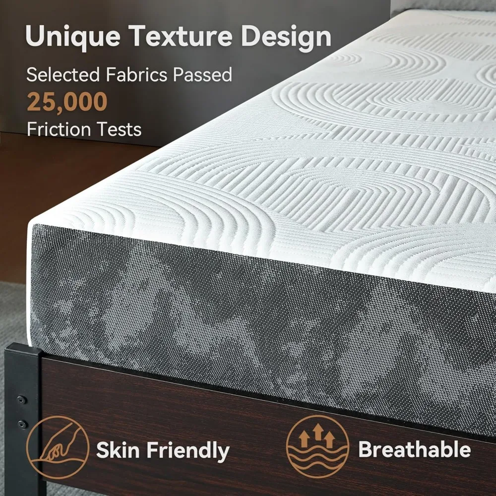 8 Inch Full Size Gel Green Tea Memory Foam Mattress - Medium Firmness, Pressure Relieving, Fiberglass-Free Mattress in a Box - Image 4