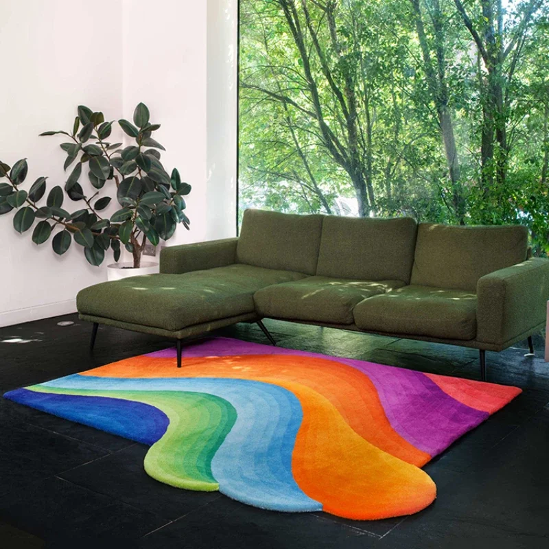 Luxury Carpets for Living Room Dopamine Bedroom Decor Irregular Carpet Creative Colorful Bedside Floor Mat Fluffy Soft Plush Rug - Image 3