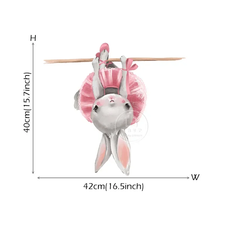 Cartoon Wall Stickers Pink Umbrella Butterfly Bunny in Love for Kids Room Baby Nursery Wall Decals for Girl Room Baby Shower PVC - Image 7