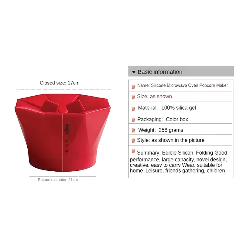 Foldable Silicone Silicone Popcorn Bowls High Quality Kitchen Easy Tools DIY Popcorn Bucket Bowl Maker Popcorn Microwaveable - Image 6