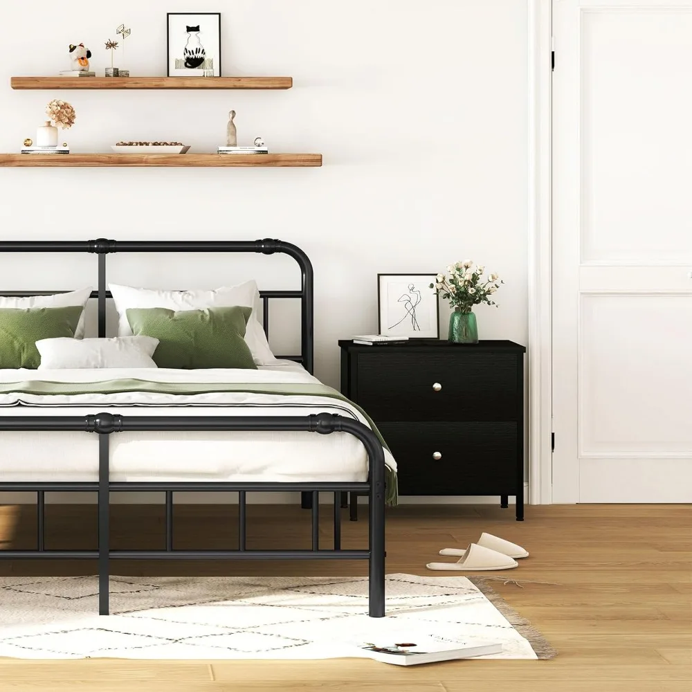 BOLUO Black Nightstands Set of 2, 2 Drawer Dresser for Bedroom Night Stand Small Nightstands End Table with Fabric Drawers Moder - Image 5