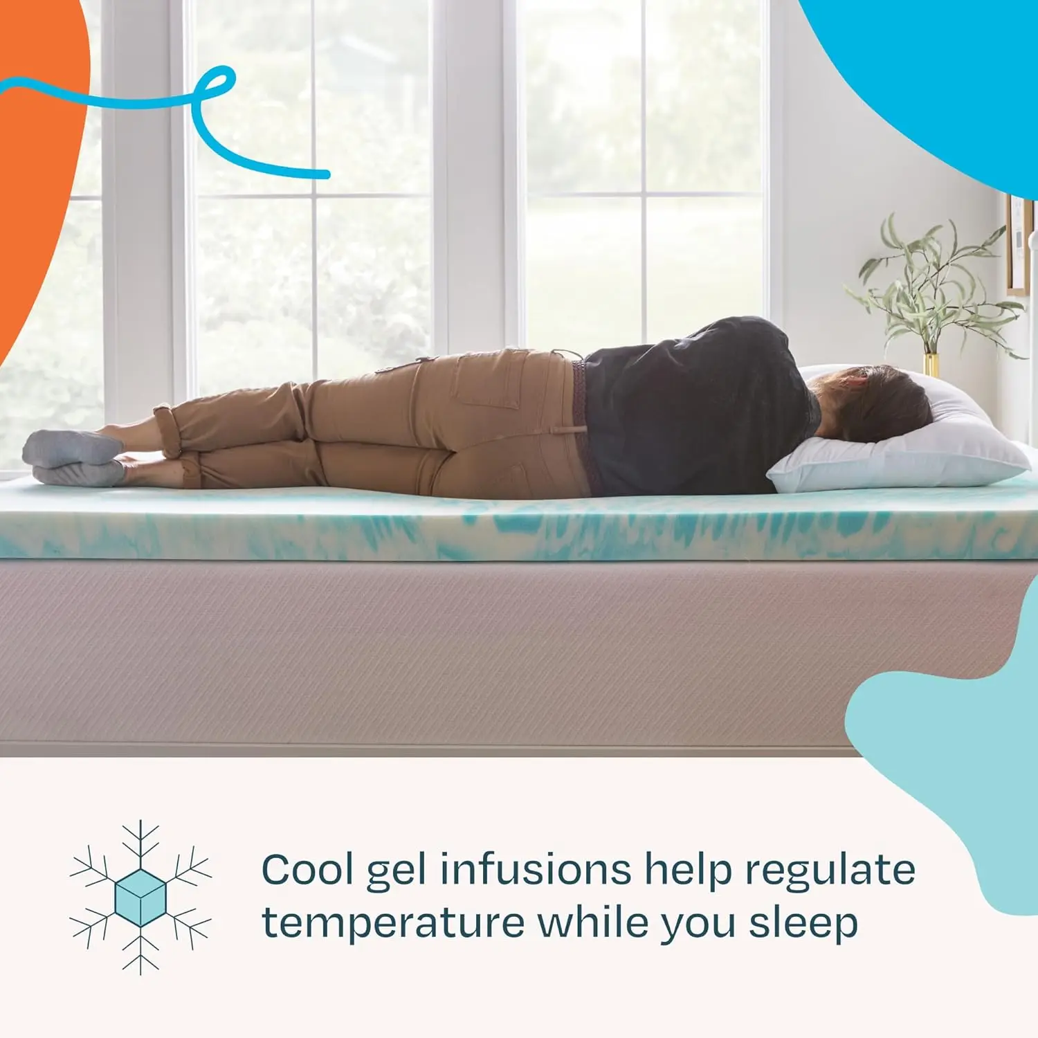3 Inch Gel Swirl Memory Foam Mattress Topper – Cooling Gel Infused – Pressure Relieving Bed Topper - Mattress Pad - Full Size - Image 2
