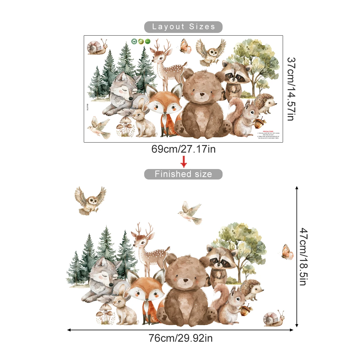 Forest Animals Theme Bear Deer Rabbit Children's Wall Stickers for Kids Room Baby Room Decoration Wallpaper Wall Decals Nursery - Image 7