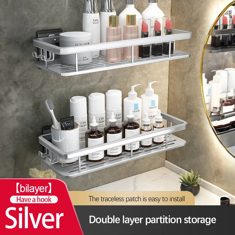 Bathroom Storage Rack Stainless Steel Anti Rust Storage Shower Rack Suction Cup Storage Rack Household Storage Appliances - Image 12