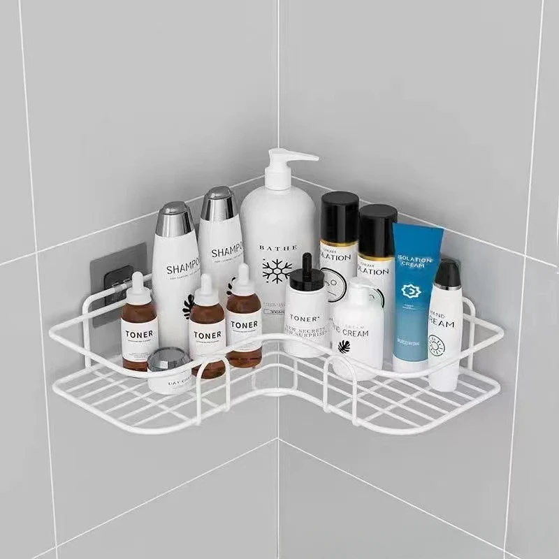 Wall Mounted Bathroom Shelf Corner Storage Iron Shower Drain Basket Cosmetic Rack Shampoo Holder Bathroom Organizer Wall shelves - Image 8