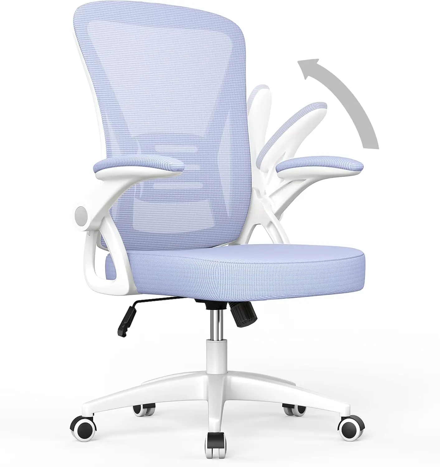 Ergonomic Office Chair, Mid Back Desk Chairs with Adjustable Height, Swivel Chair with Flip-Up Arms and Lumbar Support - Image 7