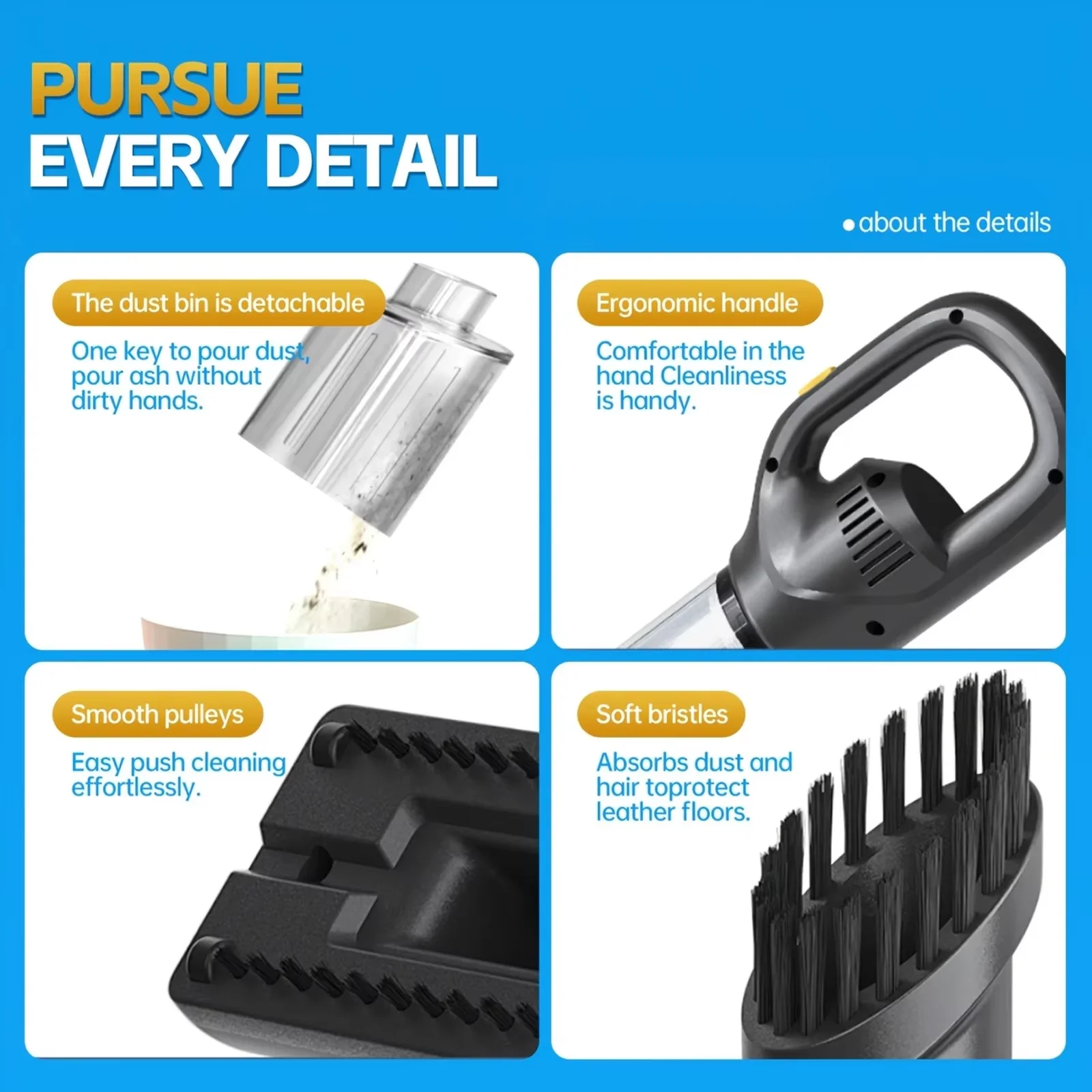 Handheld Vacuum Cleaner Rechargeable Auto Cordless Vacuum Mini Vacuum Cleaner Portable Vacuum Cleaner Home Electrical Appliances - Image 4