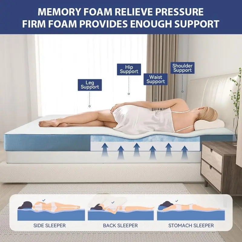 4 Inch Firm Mattress Topper Queen Size 60x80 Inch Extra Support, Gel-Infused High-Density Memory Foam Mattress Bed Topper for Pa - Image 4