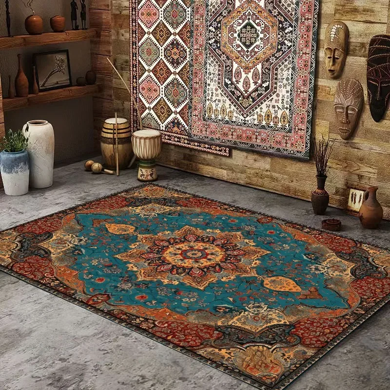 Persian American Retro Carpet Large Area Living Room Decoration Home Ethnic Style Bedroom Rug Cloakroom Lounge Soft Mat Washable - Image 16