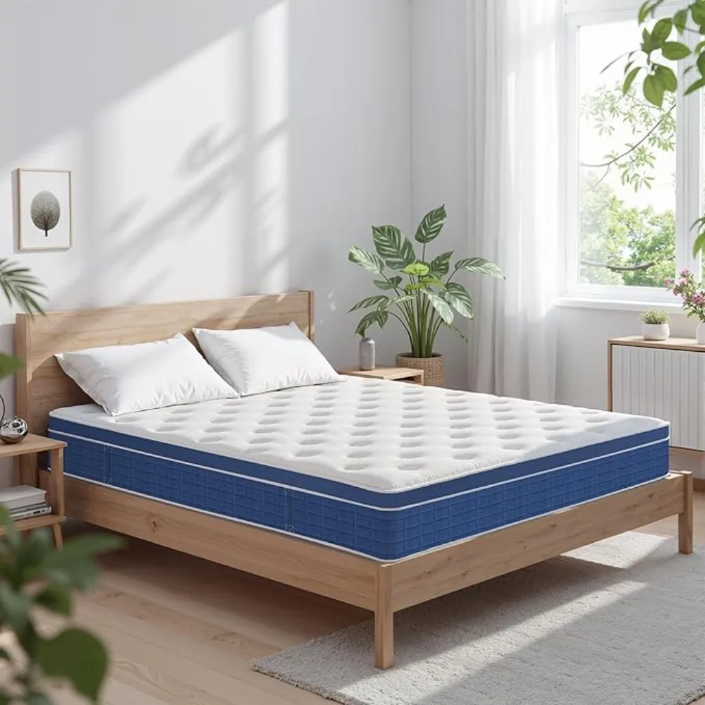 Mattress 14 Inch, Hybrid King Size Mattress in a Box, Gel Memory Foam Mattress with Pocket Springs, Medium Firm Feel