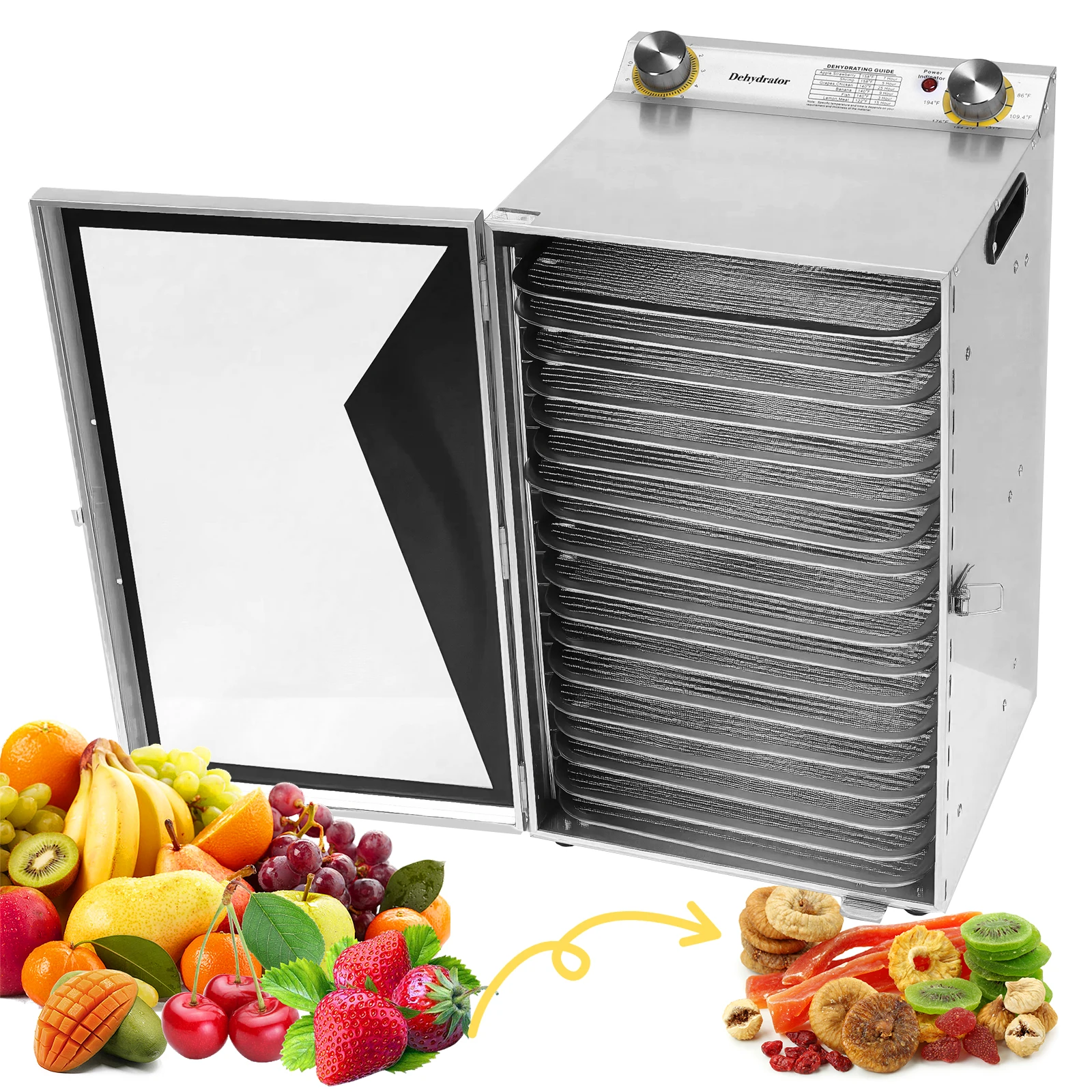 Food-Dehydrator Machine with 18 Stainless Steel Trays Temperature Control Stainless Steel Dehydrator Machine for Meats & Veggies - Image 2