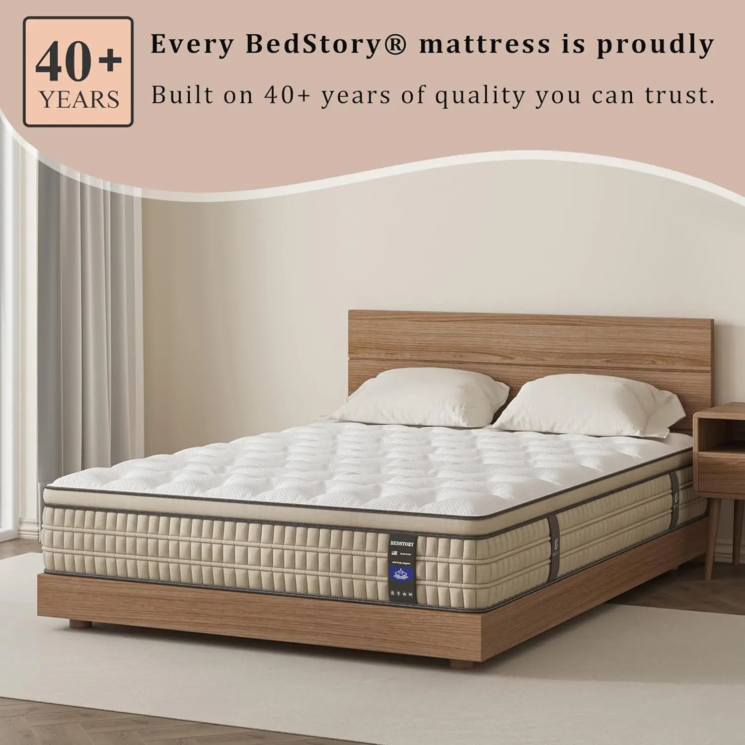 BedStory 12 Inch Full/King Hybrid Gel Memory Foam Mattress, Queen Size Mattress with Breathable Fabric for Comfortable Sleep - Image 6