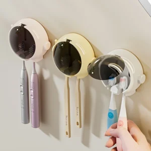 Creative Astronaut Design Toothbrush Holder Easy Install Bathroom Organizer for Household Decorative Toothbrush Mount