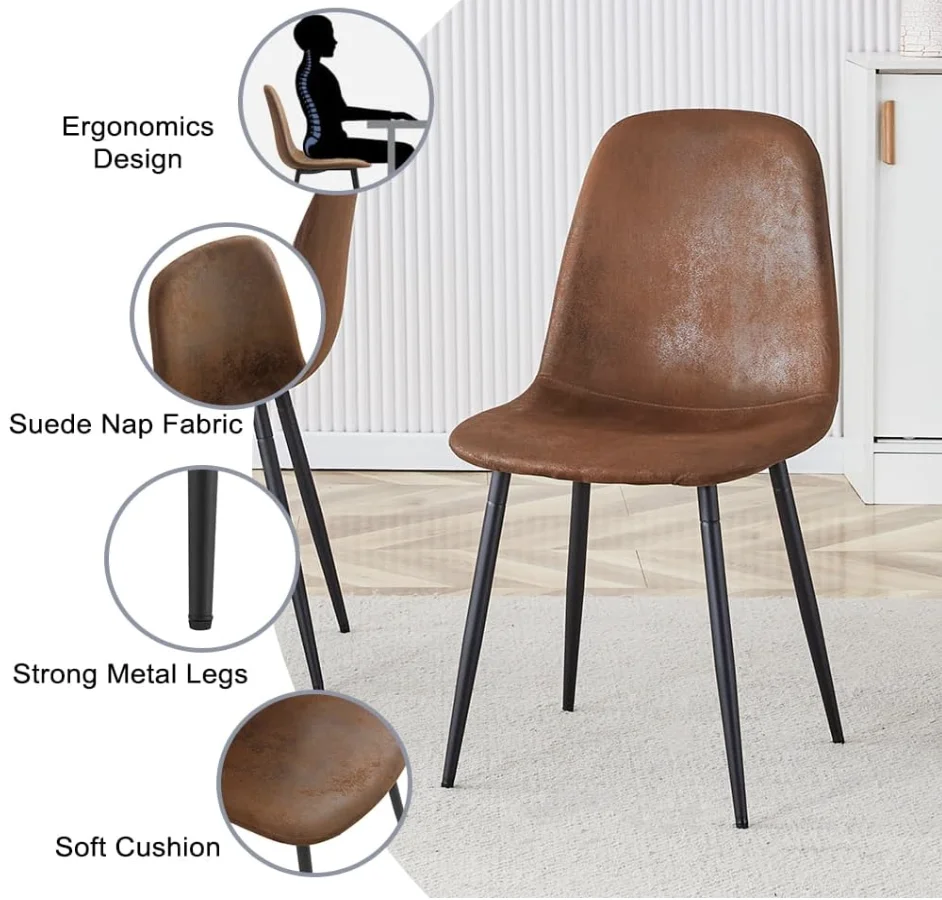 Dining Table Set for 4, Modern 55'' Wood Dinette Table Set for 4 with Fabric Dining Chairs,Table and Chairs Set of 4,Ideal for K - Image 6