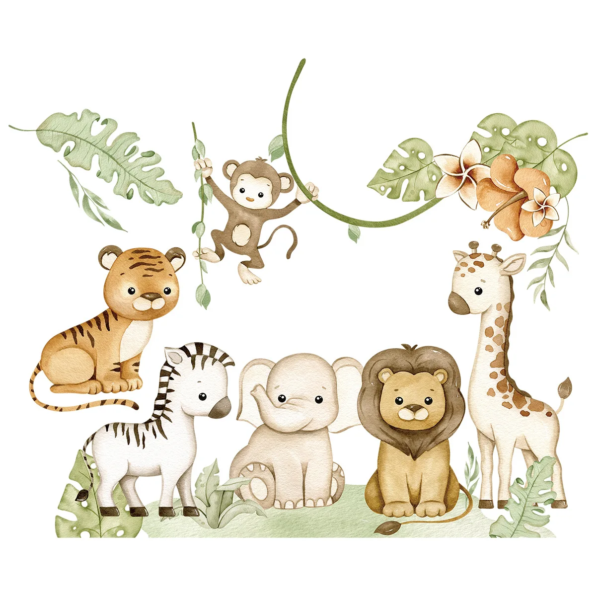 Cartoon Animal Monkey Wall Stickers for Kids Room Baby Room Background Wall Decor Wall Decals Nursery Kindergarten Wallpaper - Image 4