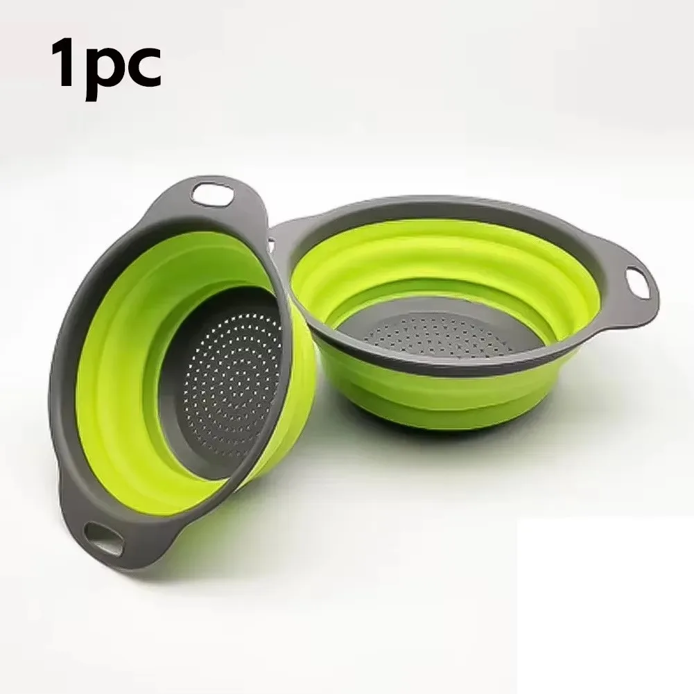 Silicone Folding Drain Basket Fruit Vegetable Washing Basket Foldable Strainer Colander Collapsible Drainer Kitchen Storage Tool - Image 8