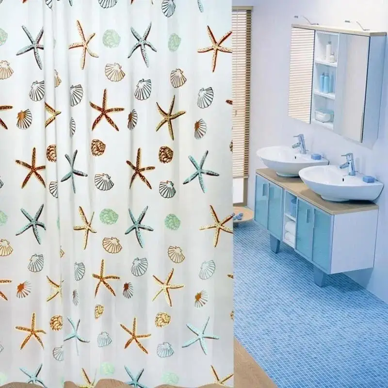 180*200cm Bathroom Curtain Waterproof Shower Curtain With 12 Curtain Hooks And Rings Shower Curtain Set - Image 5