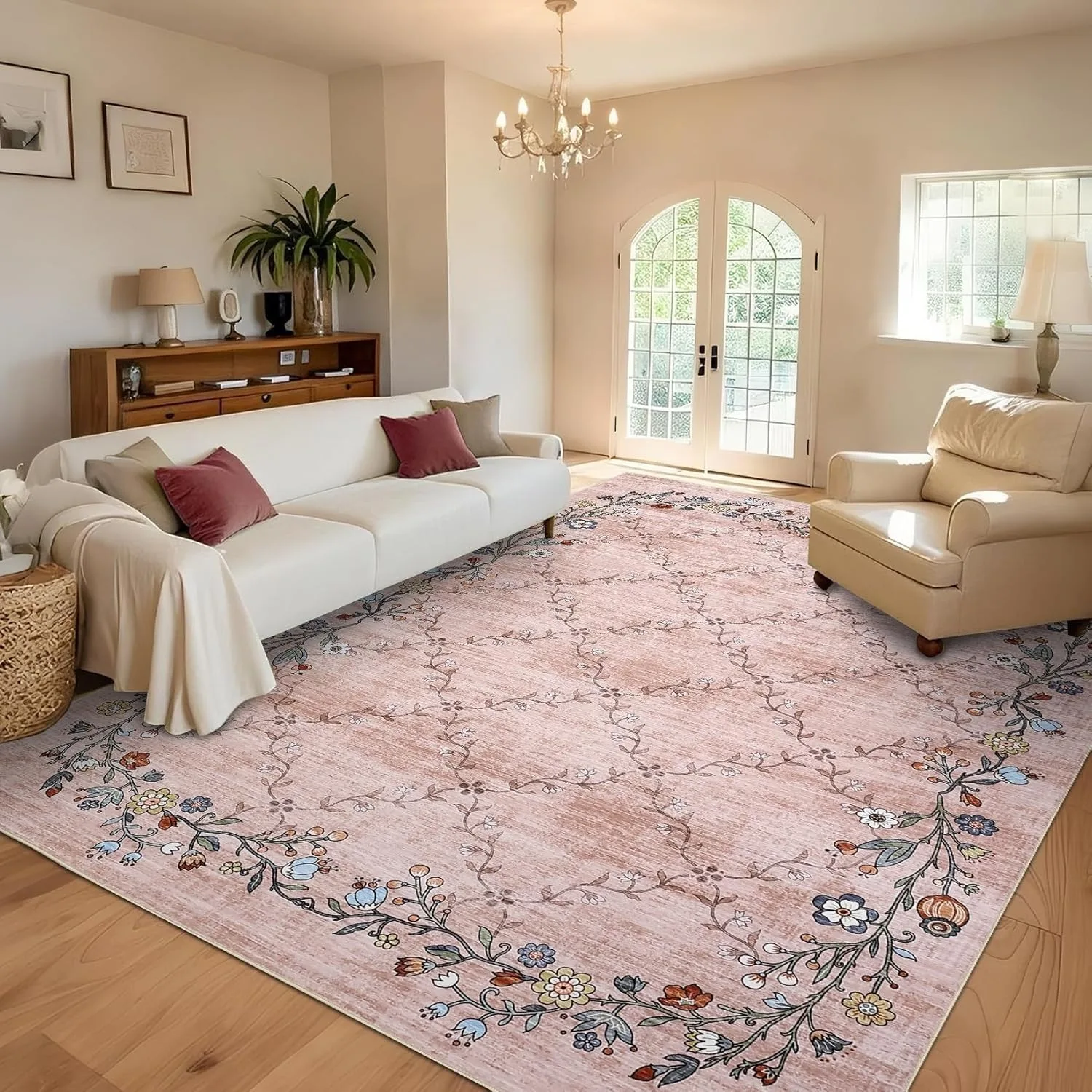 Floral Living Room Carpet Soft Plush Pink Large Area Girl's Bedroom Bedside Rugs Machine Washable Foldable Floor Mats שטיח לסלון - Image 9