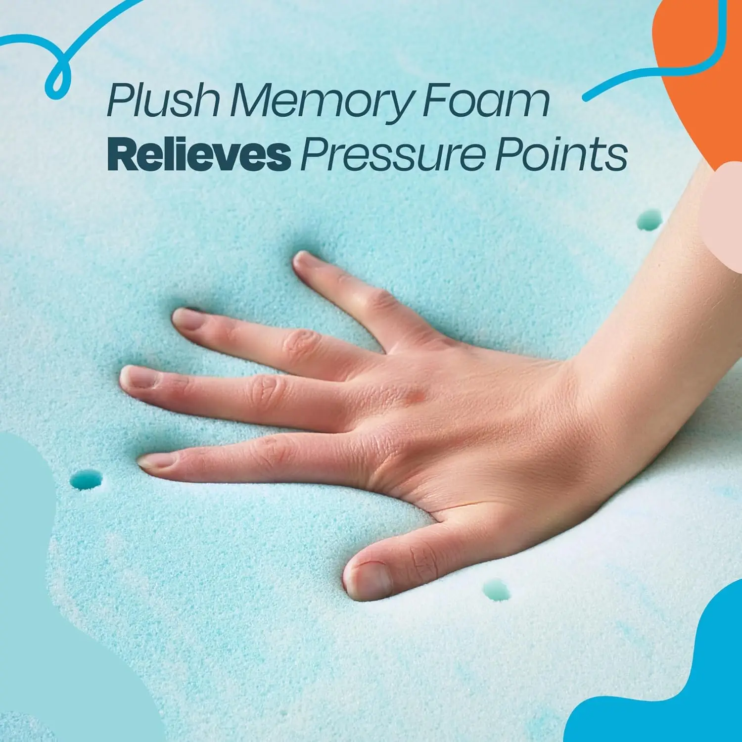 3 Inch Gel Swirl Memory Foam Mattress Topper – Cooling Gel Infused – Pressure Relieving Bed Topper - Mattress Pad - Full Size - Image 3