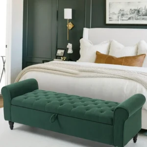 63’’ Storage Ottoman, Upholstered Tufted End of Bed Storage Bench, Ottoman with Storage for Living Room, Bedroom