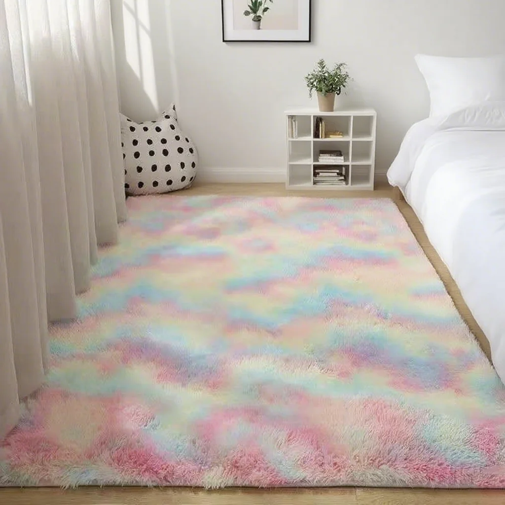 Shaggy Area Gray Rug For Living Room Super Soft Long Pile Bedroom Carpet Non-Slip Children's Home Decor Fluffy Bedside Floor Mat - Image 17